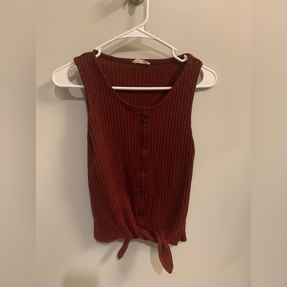 Olivia Rae button down tank with tie bottom